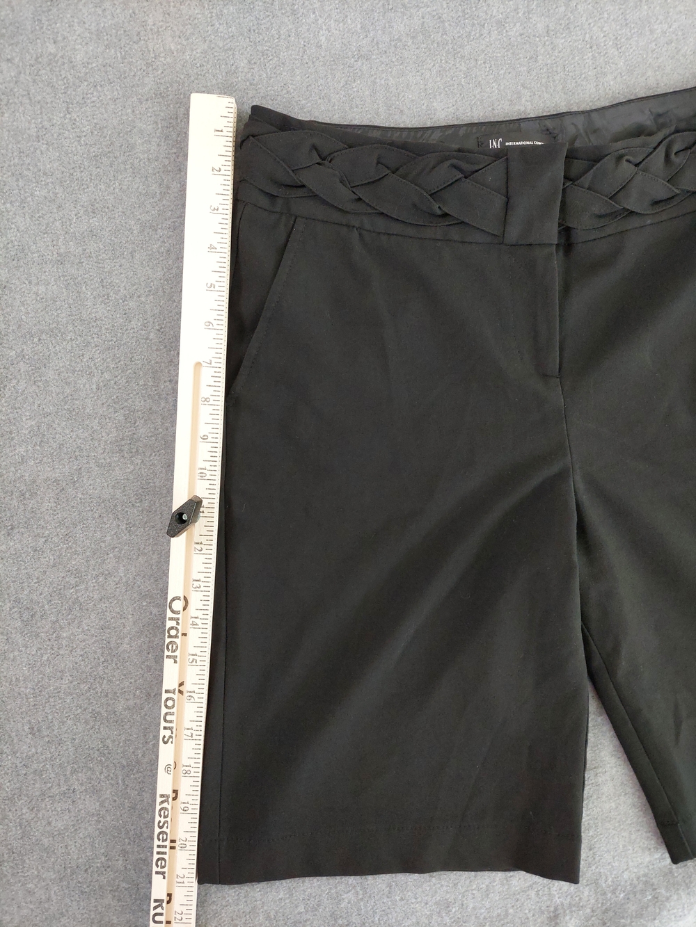 INC International Concepts Black Braided Waist Dress Shorts Size 8 - Picture 4 of 11